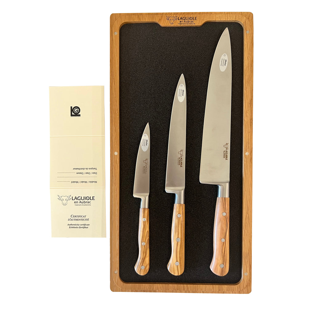 Steak knife set PREMIUM, 6 pcs, with block, black, Laguiole