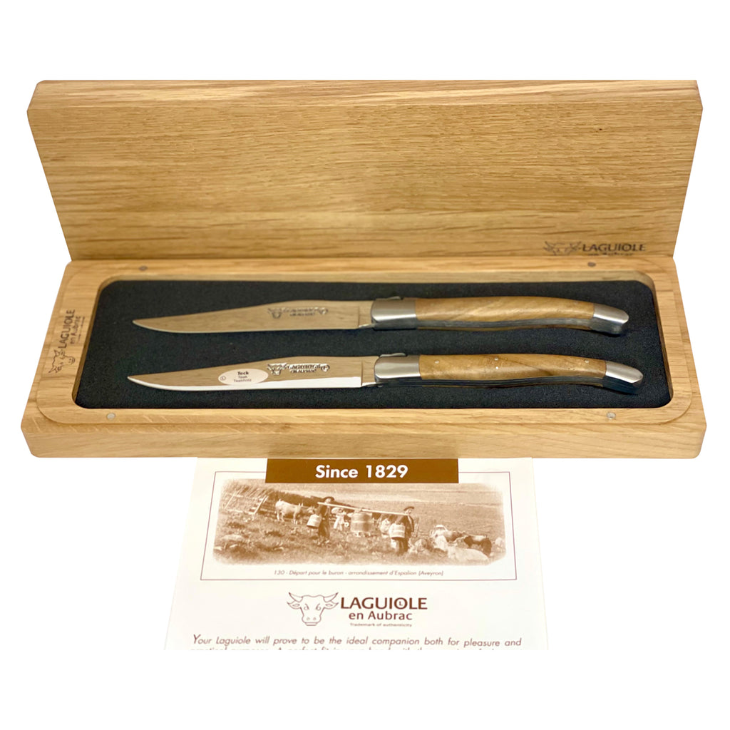 Laguiole en Aubrac juego de cuchillos para carne 6-unidades en madera de  Teca 62C99TKIH