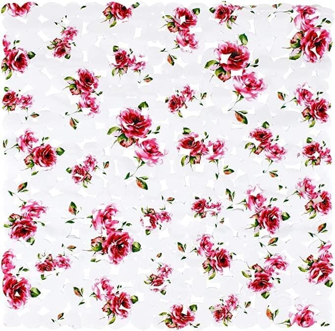 Bademåtte med super antiskrid - Blomster print (53 x 53 cm)