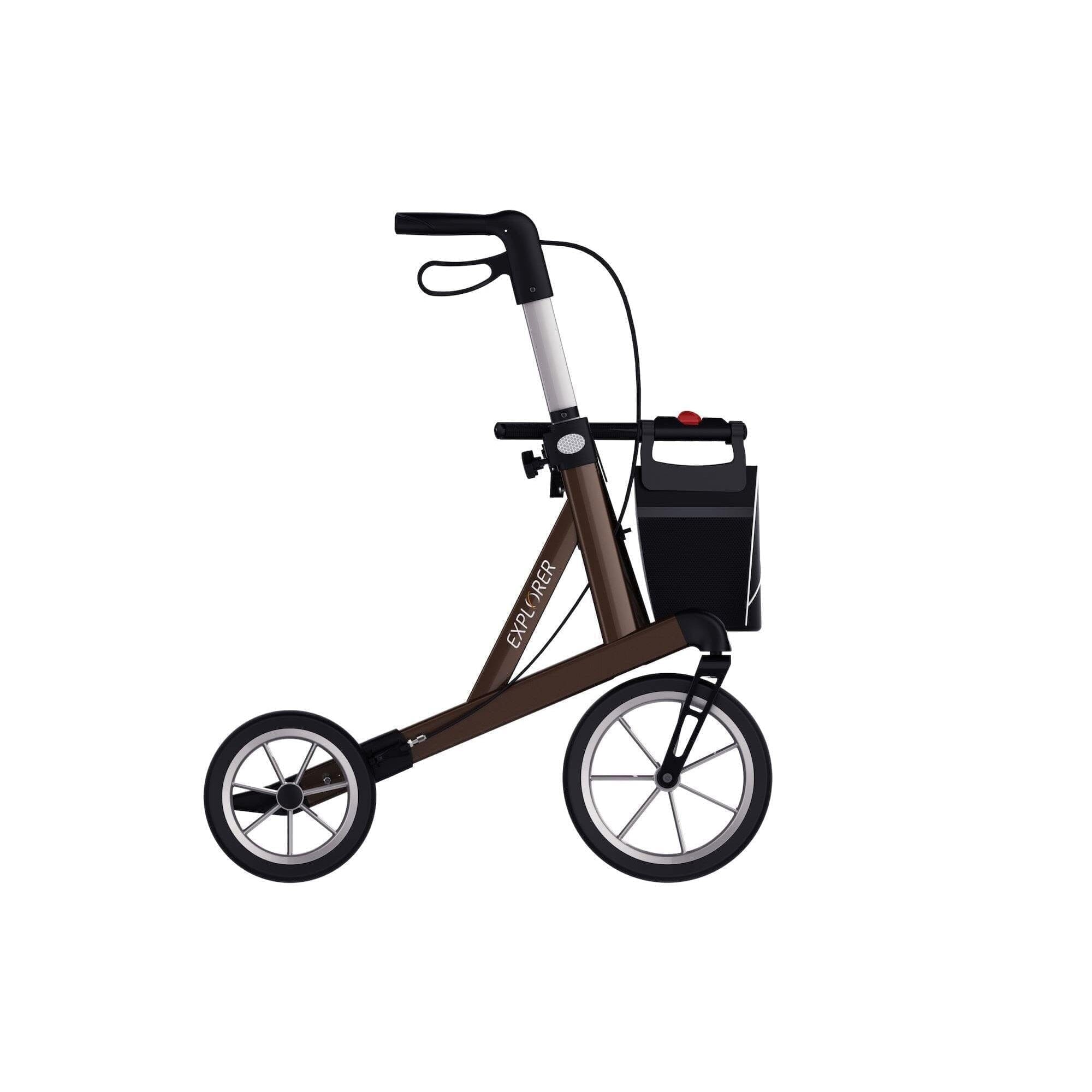 Se EXPLORER udendørsrollator - super til terræn, støddæmpende. OFFROAD, Large / Brun (bronze) hos Seniorpleje