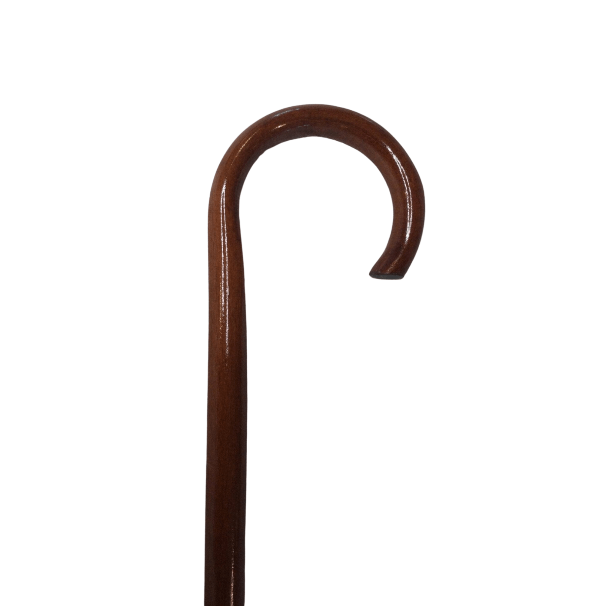 Billede af Luksus stok i mørkt træ - model GIETA med buet håndtag. 93 cm i højden