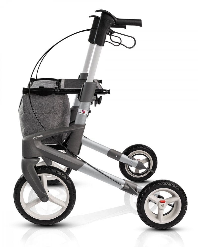 Se "Olympos OFFROAD" udendørsrollator - Let, foldbar & stabil. 8,6 kg!, SØLV - MEDIUM (55 CM) hos Seniorpleje