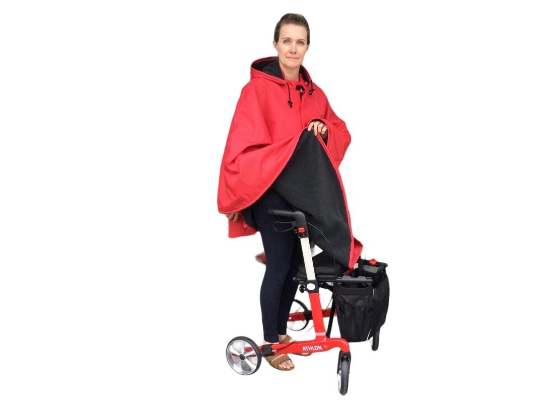 Billede af Poncho SPORT- FLEECE med indvendig blød fleece -  til rollator, cykel & fodgænger, GRØN/ Model 5