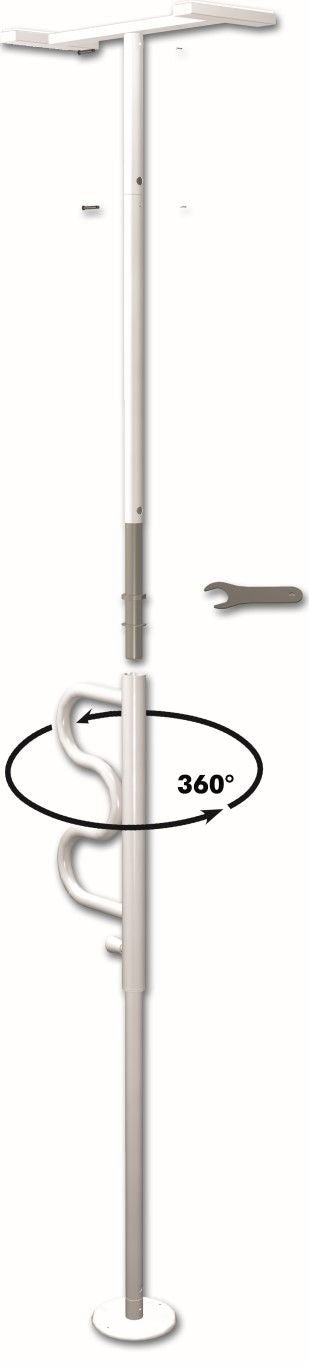 "Security Pole" - Gulv til loft sikkerhedsgreb med 360° rotation. Sikker & let at montere.