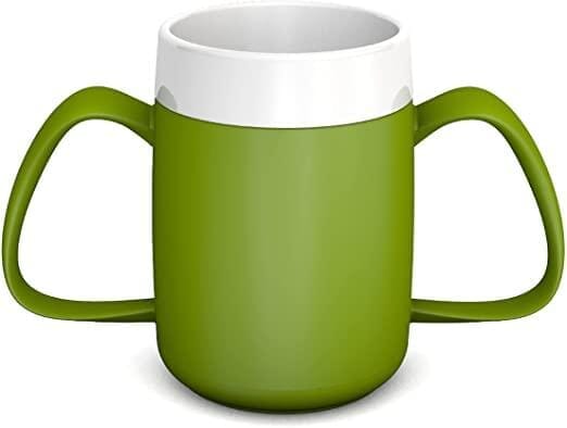Se Senior- Ergonomisk termo drikkekop med 2 håndtag - 180 ml. 3 farver, Grøn hos Seniorpleje