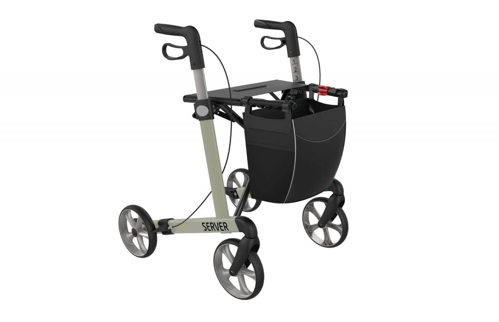 Billede af SERVER aluminium rollator - smart, let og klassisk. 6 flotte farver, Large / Rød