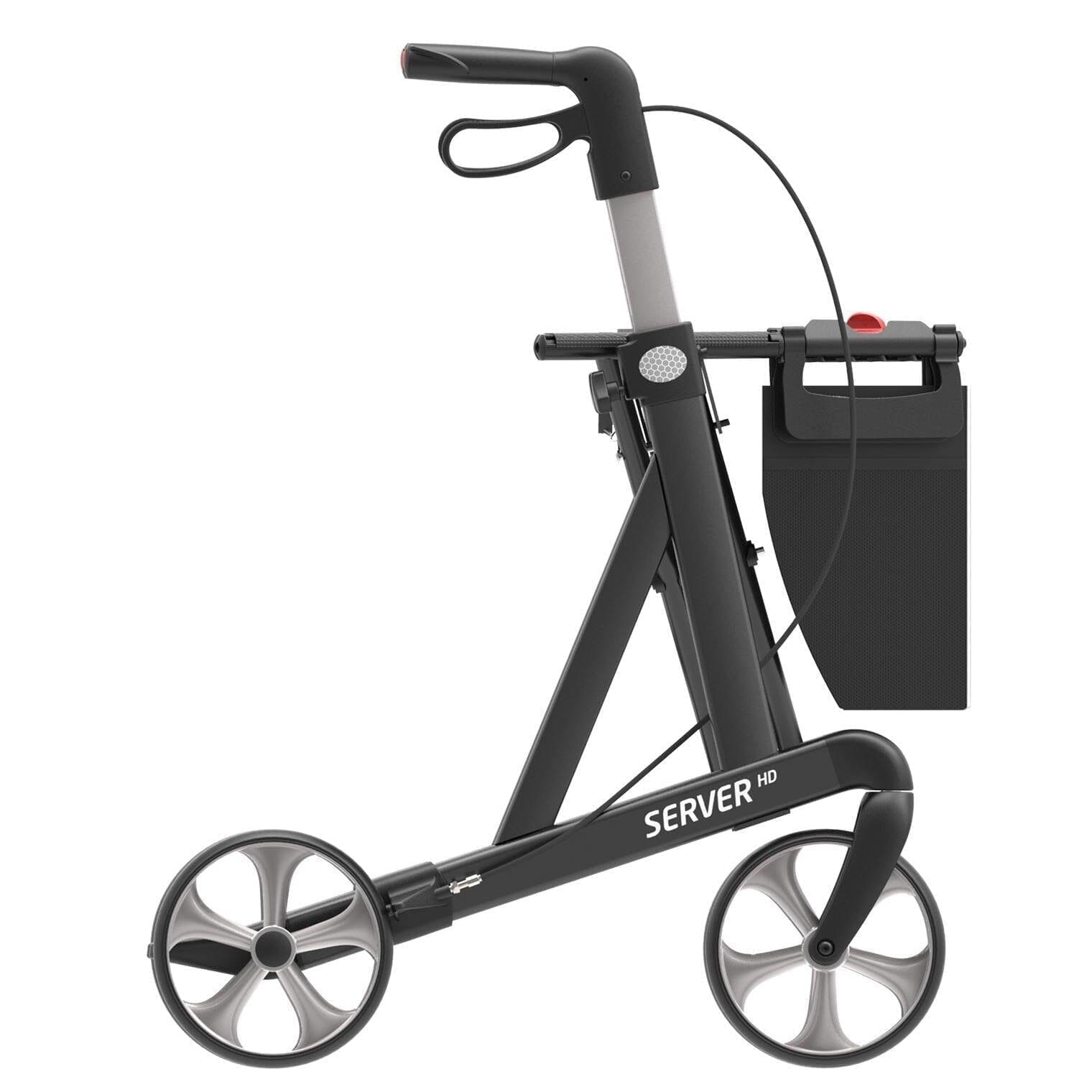 Se SERVER HD - ekstra bredt sæde på 55 cm. 2 størrelser. Letvægts rollator, Medium / Antracit hos Seniorpleje