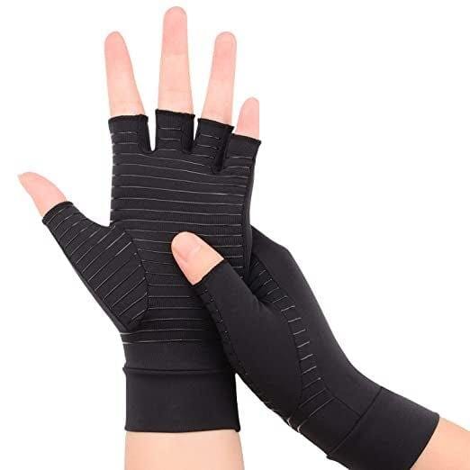 Se Varmende handsker med kompression & kobber - Unisex med grip. 2 modeller, KORT - LARGE hos Seniorpleje