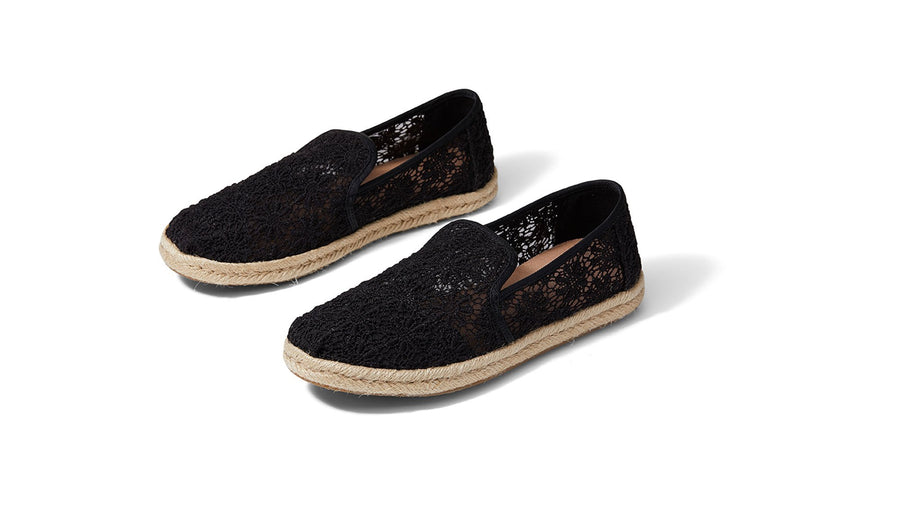 black floral lace women's deconstructed alpargatas