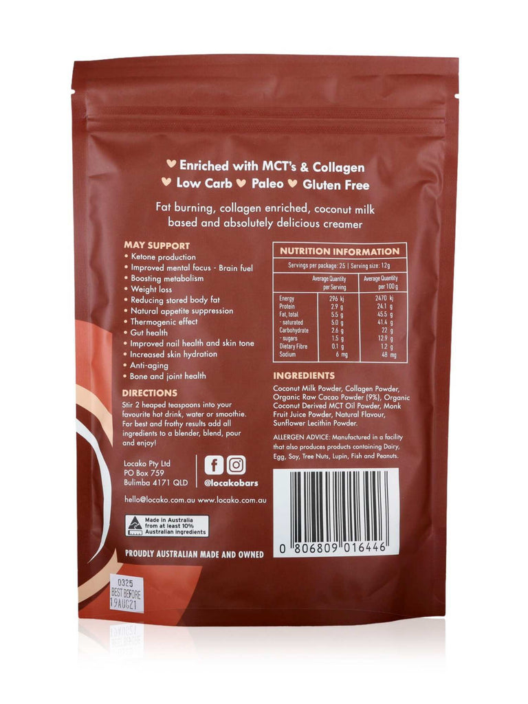 Locako Coffee Creamer MCT & Collagen Raw Cacao 300g
