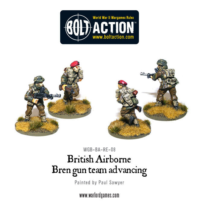 British Airborne Bren Gun team advancing - Warlord Games