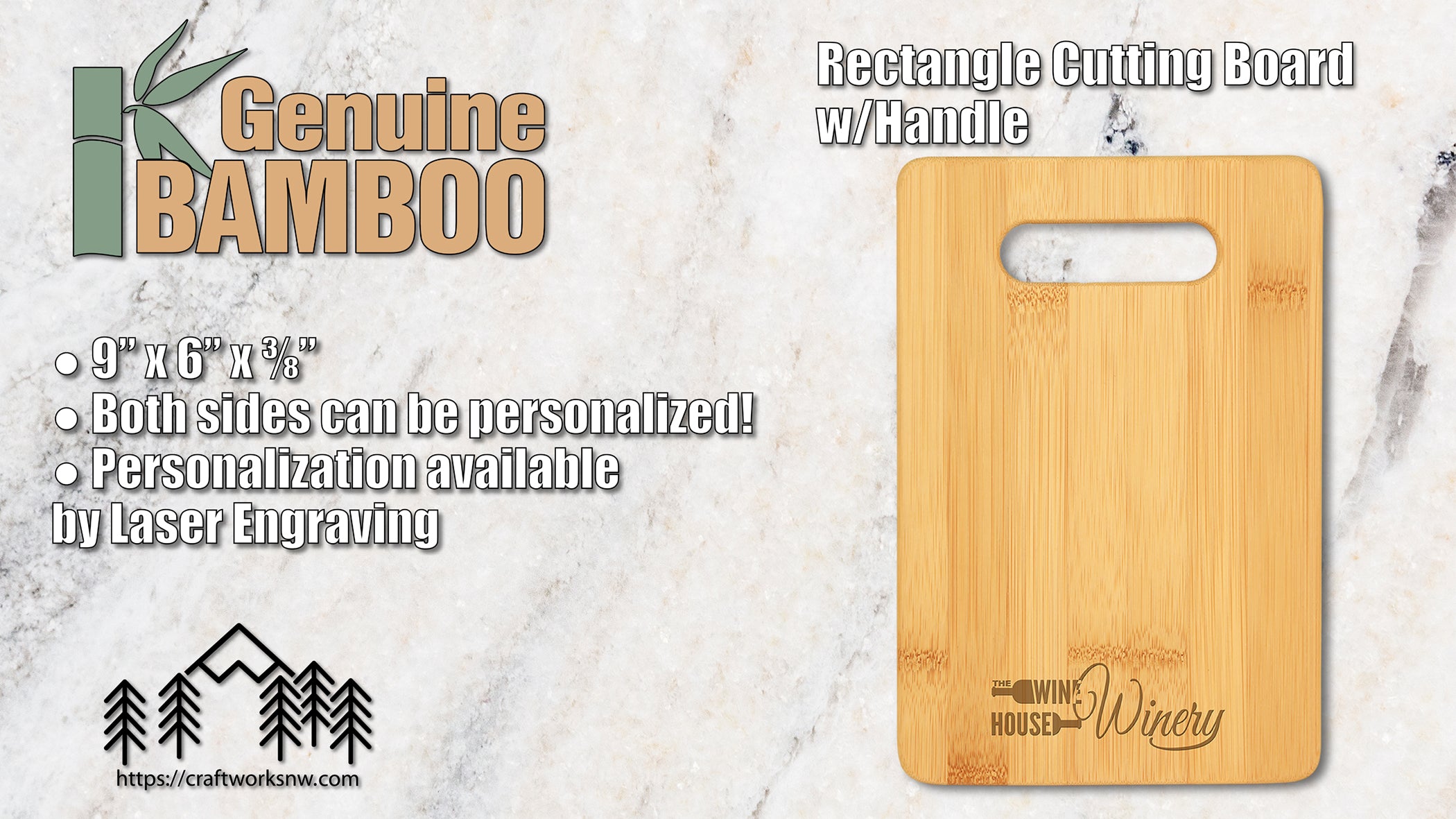 Cutting Board - Bamboo Board with Handle - Bar Size - Personalized