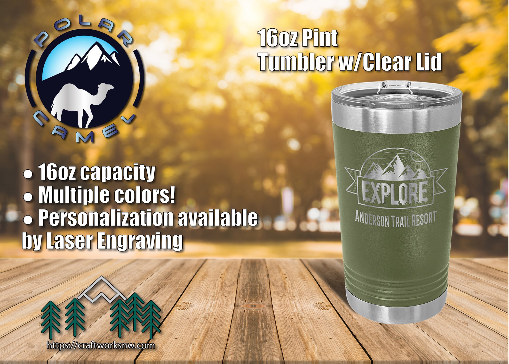 Polar Camel 40 oz. Travel Mug with Handle, Straw Included — Bulk Tumblers