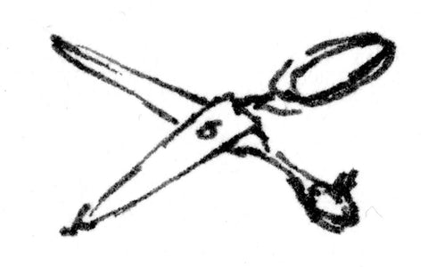 hand drawn black and white fabric scissors