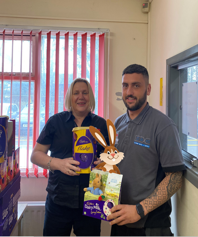 EDC NORTH EAST MAKE CHARITIBLE DONATION TO BIFFA'S EASTER EGG CHARITY COLLECTION