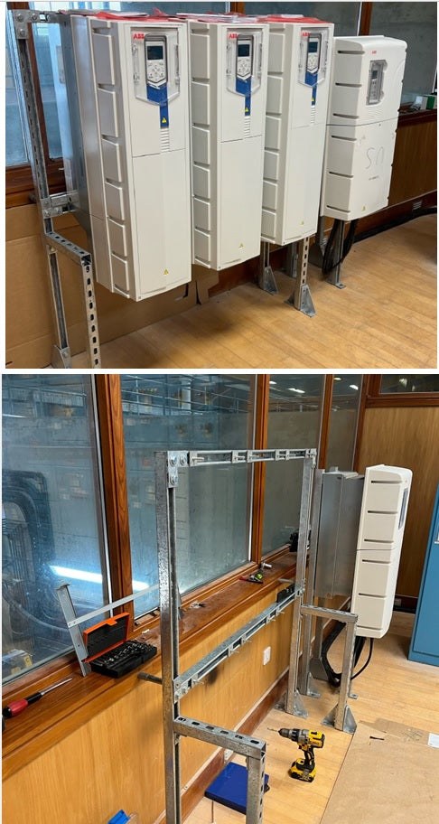 a bespoke frame created to mount 3 x ACH ABB variable speed drives on