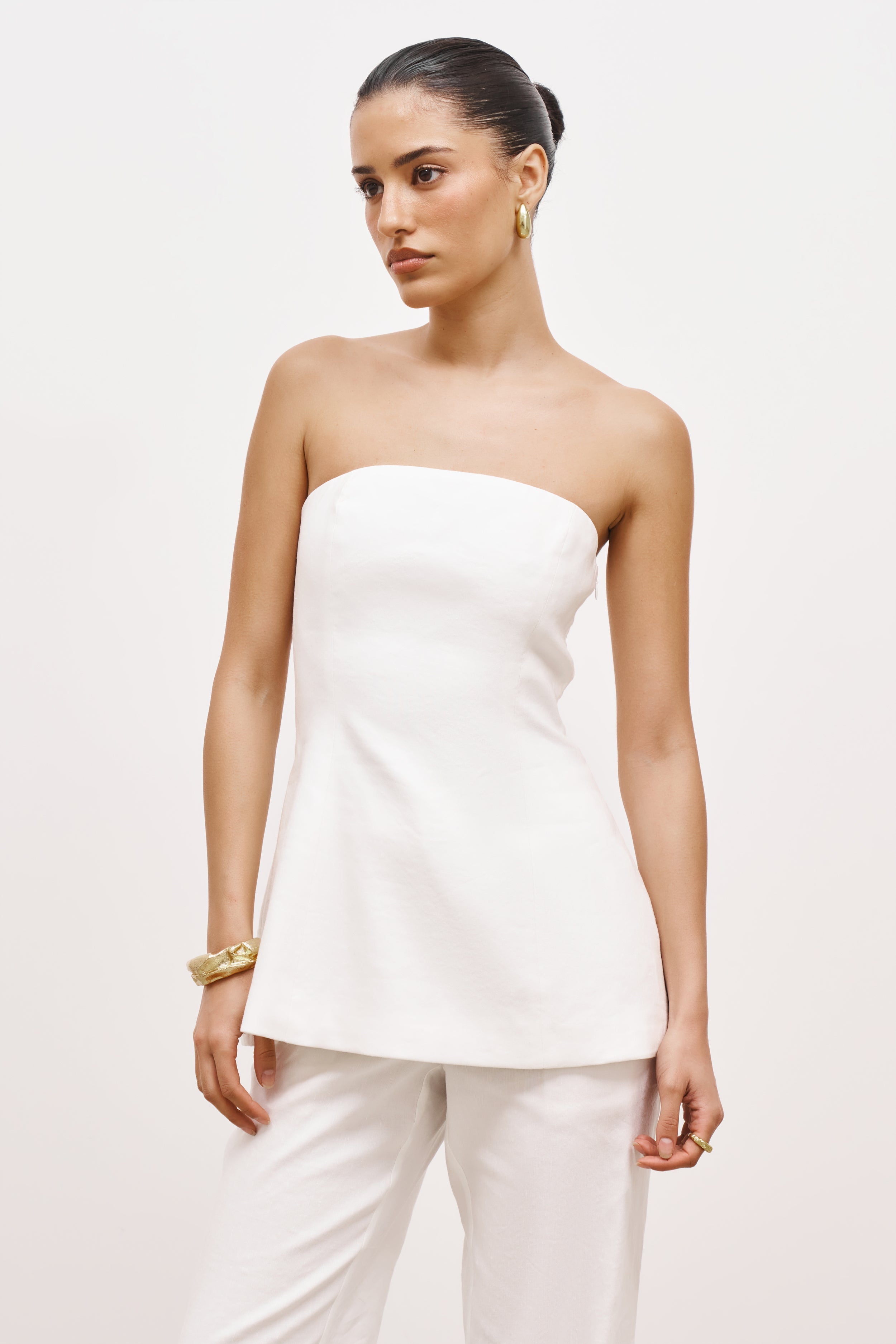 Strapless Linen A Line Bodice - White - BOA product image