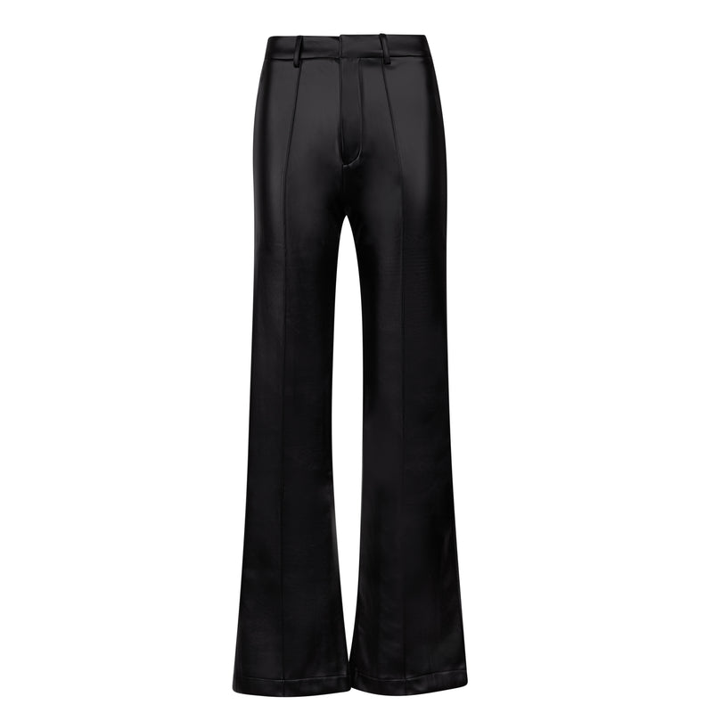 Leather Wide Leg Trousers - Black – BOA