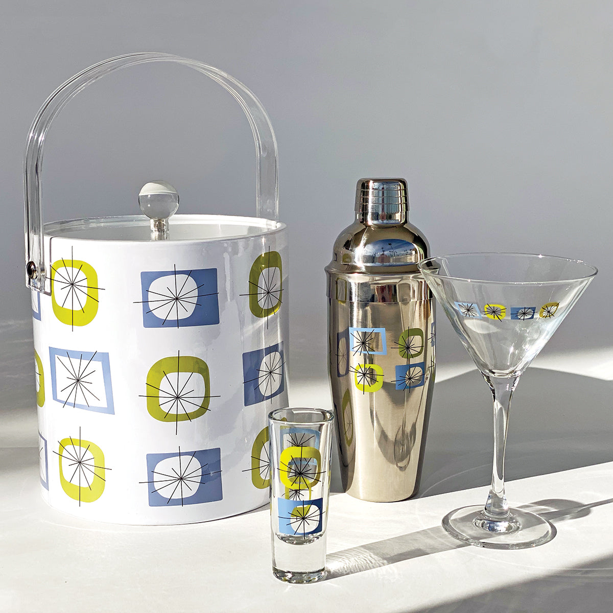 Atomic Martini Barware Collection Blue Gift Wrapped