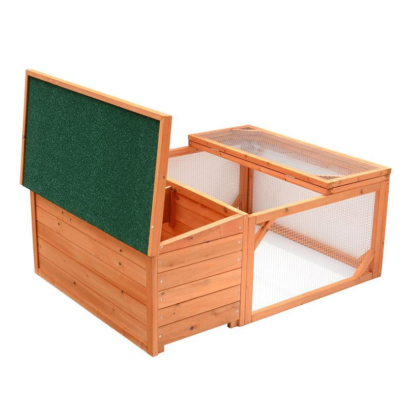 Pawhut Small Wooden Bunny Rabbit Guinea Pig Chicken Coop W Outdoor Run