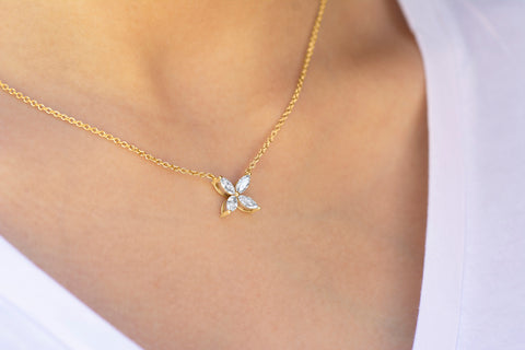 Marquise Diamond Pendant, 0.81ct 14k designer style Necklace Jewelry Flower Bloom Victoria Malibu Vibes Jewelry