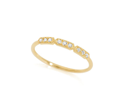 14k Gold Hexagon Linked Diamond Wedding Band