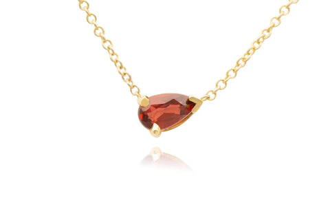 14k Gold Pear Shape Garnet Necklace