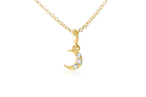 Tiny Crescent Moon Diamond Necklace  