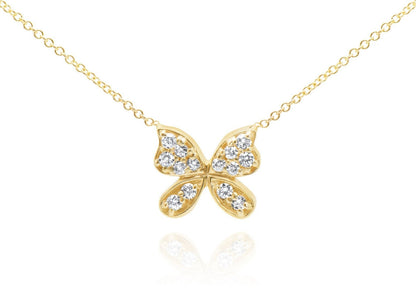 14k Pave Diamond Butterfly Necklace