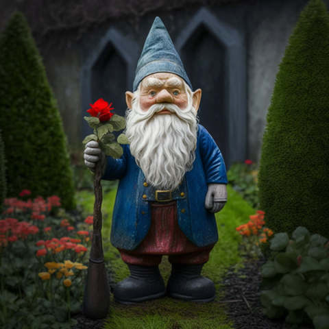 un nain de jardin au bonnet bleu