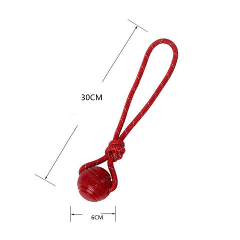 Dog ball on rope toy
