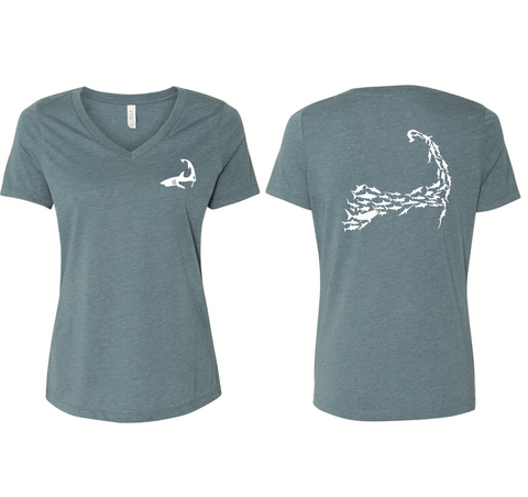 Cape Cod Sharks - Ladies Heather Slate Blue T-Shirt – Cape Shark