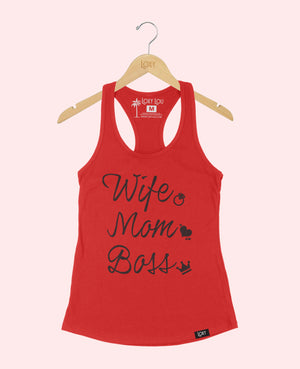 Wife Mom Boss Racerback Tank Top - LoxyLou