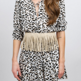 leopard dress with fringe, auguste, festival designers
