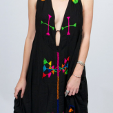halter maxi black neon dress, indah, festival trends