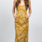 gold print dress, novella royale, festival dresses