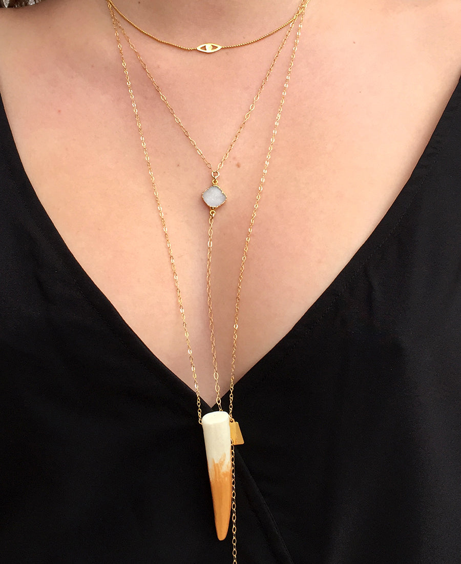 Tess + Tricia Classic Gold Ombre Antler Necklace, Evil Eye Choker