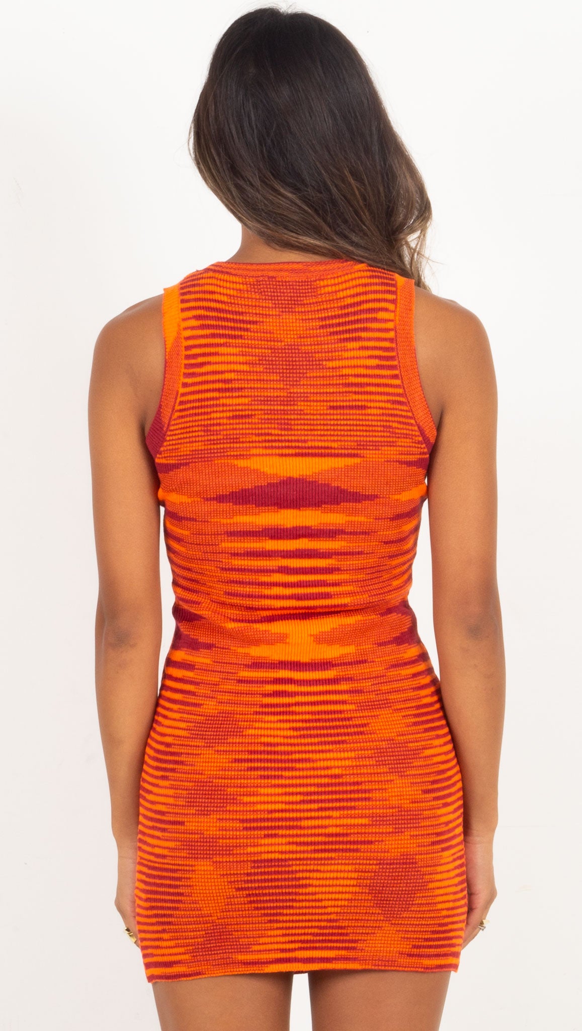 Ashlyn Knit Mini Dress - Orange/Maroon