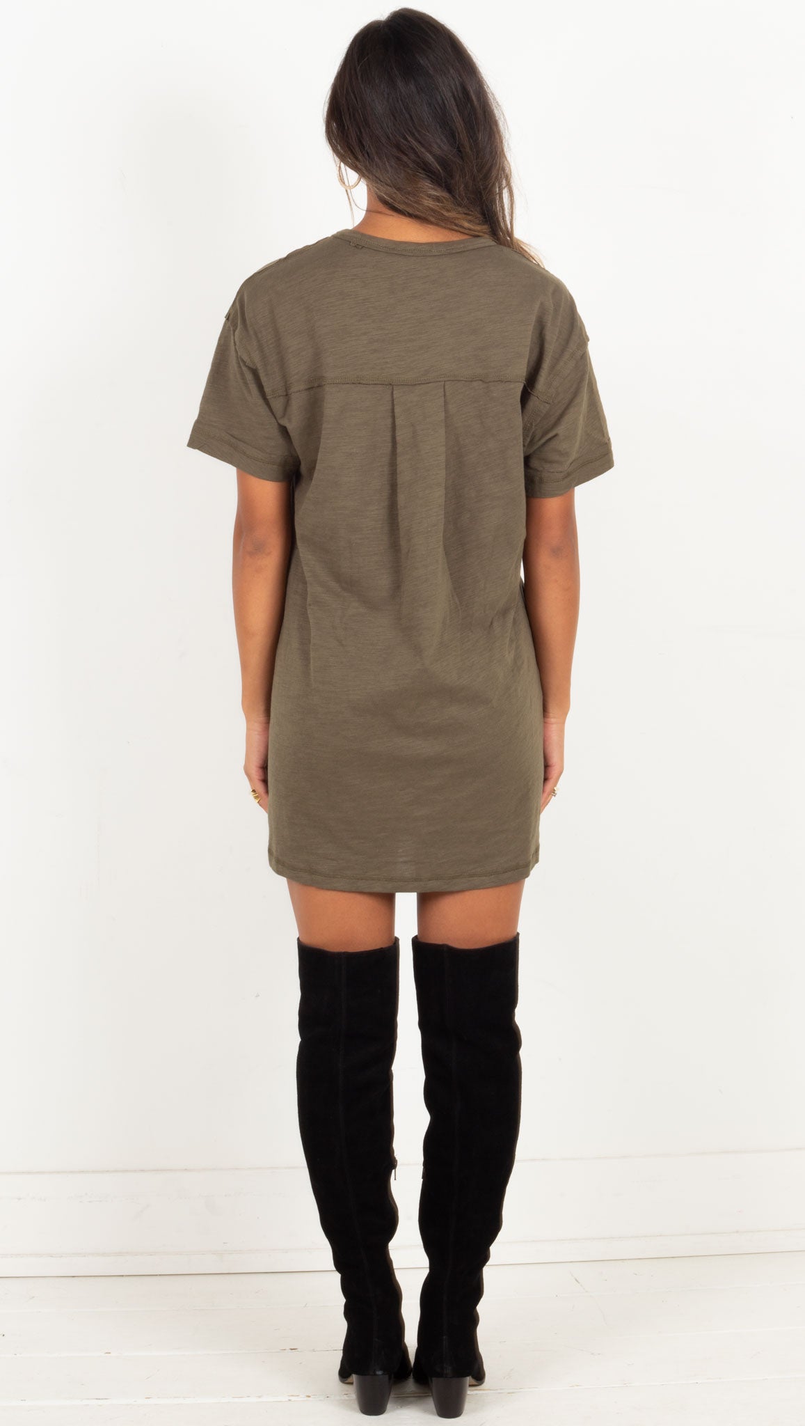 Pocket Tee Mini Dress - Olive