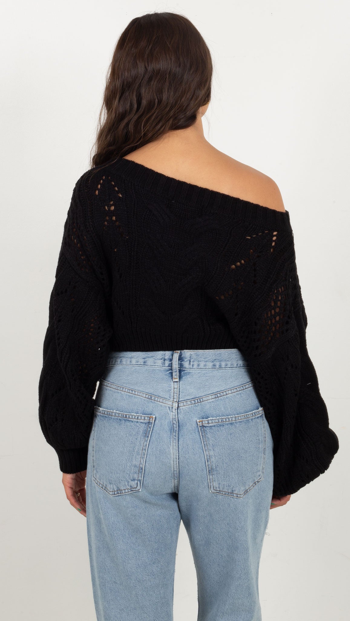 Haley Knit Crop Sweater - Black