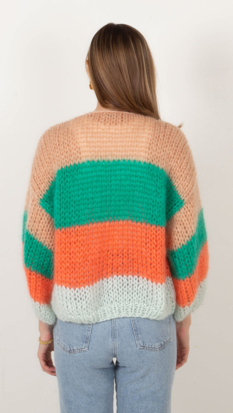 Maiami Mohair Big Bomber Cardigan - Caramel/Green Colorblock - Van