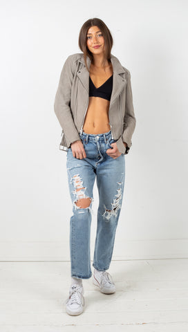 CPHLA Iben Cropped Leather Jacket - White L