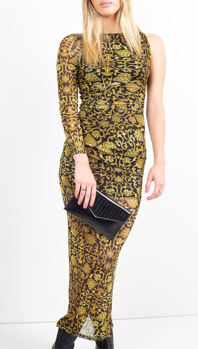 black and gold floral dress