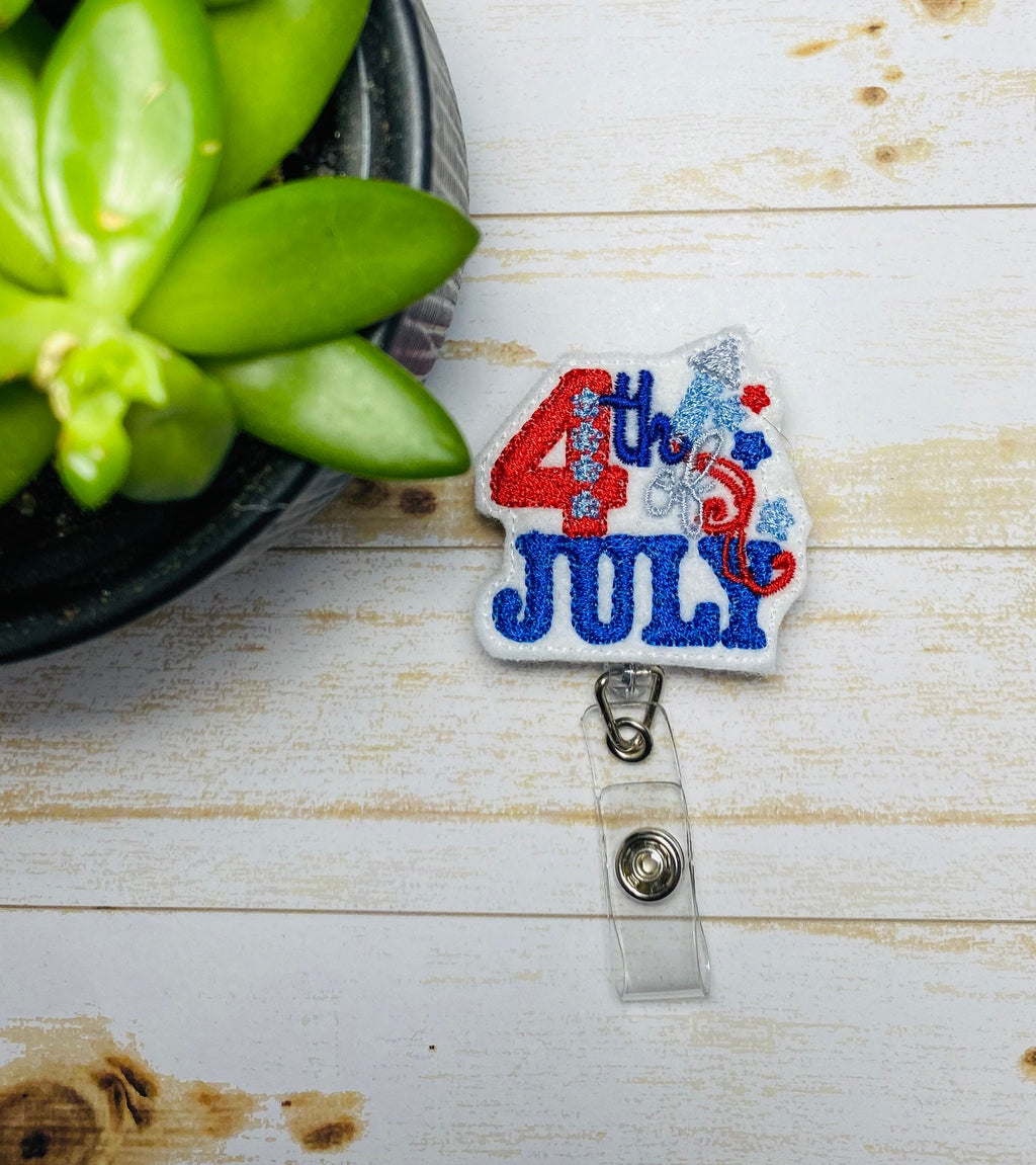  Id Badge Holder with Lanyard, 4th of July Badge Reel