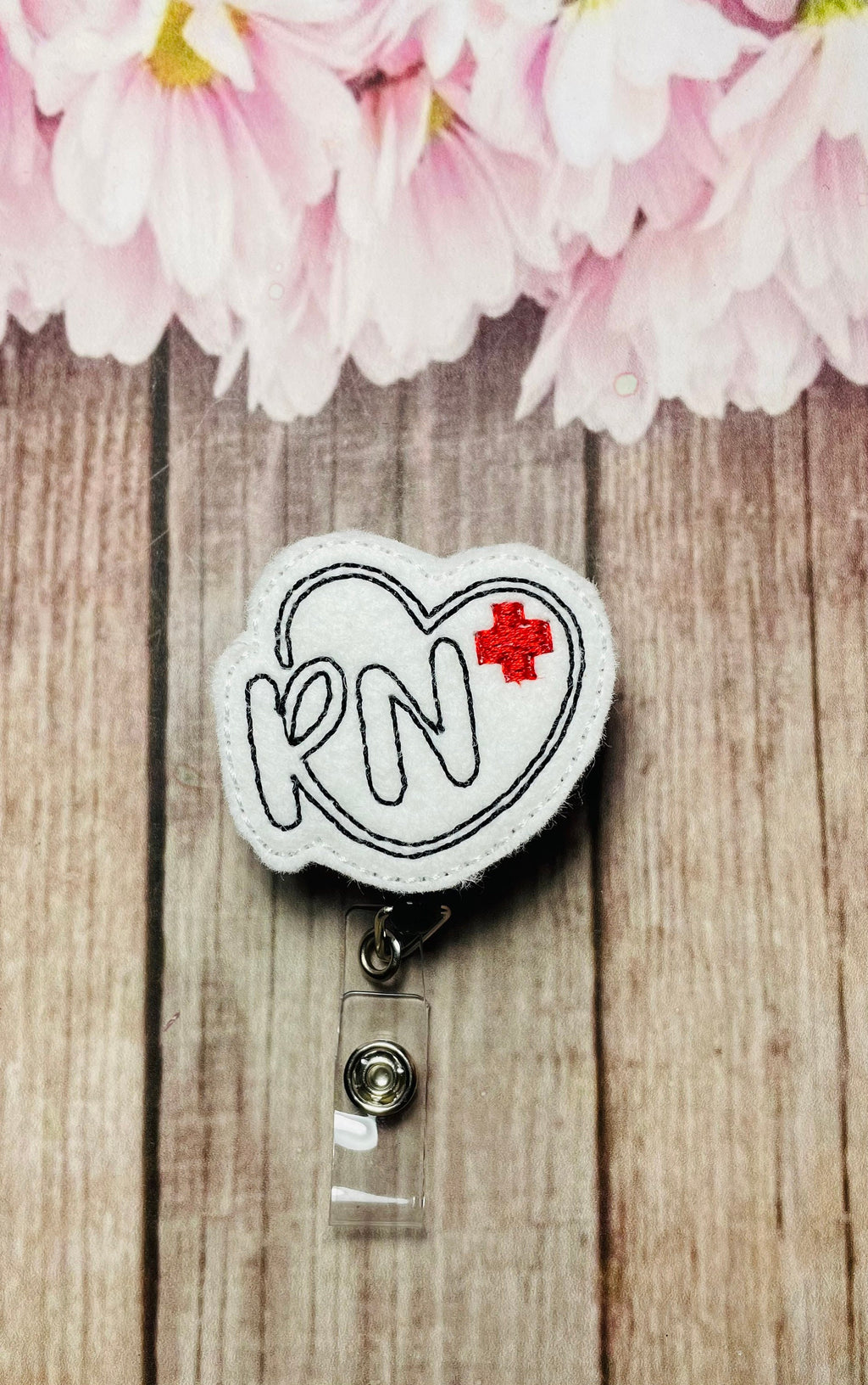 Red RN heart retractable Badge reel, badge reel, ID badge holder, regi –  tabbycatclips