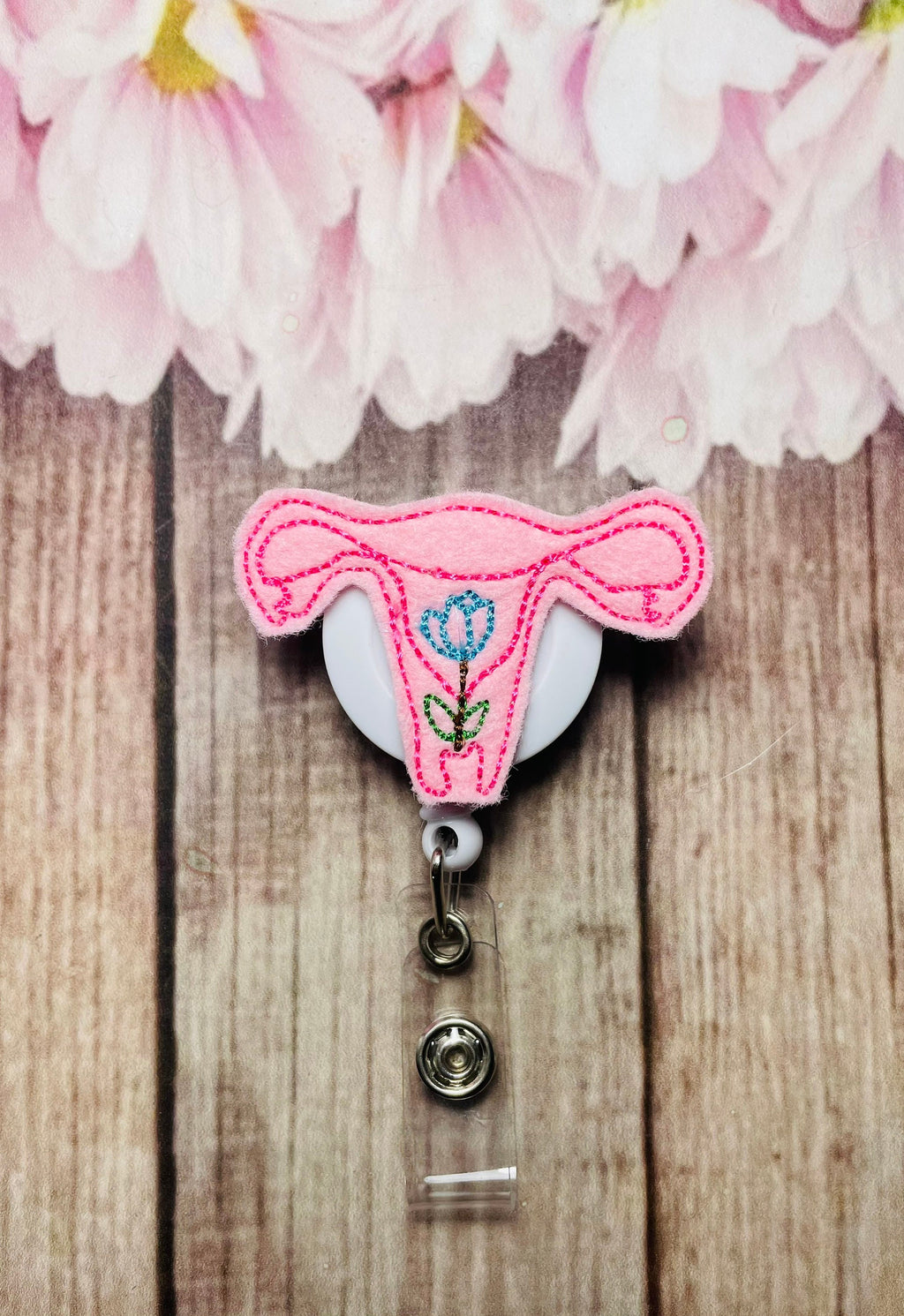Uterus with flower retractable badge reel lanyard – tabbycatclips