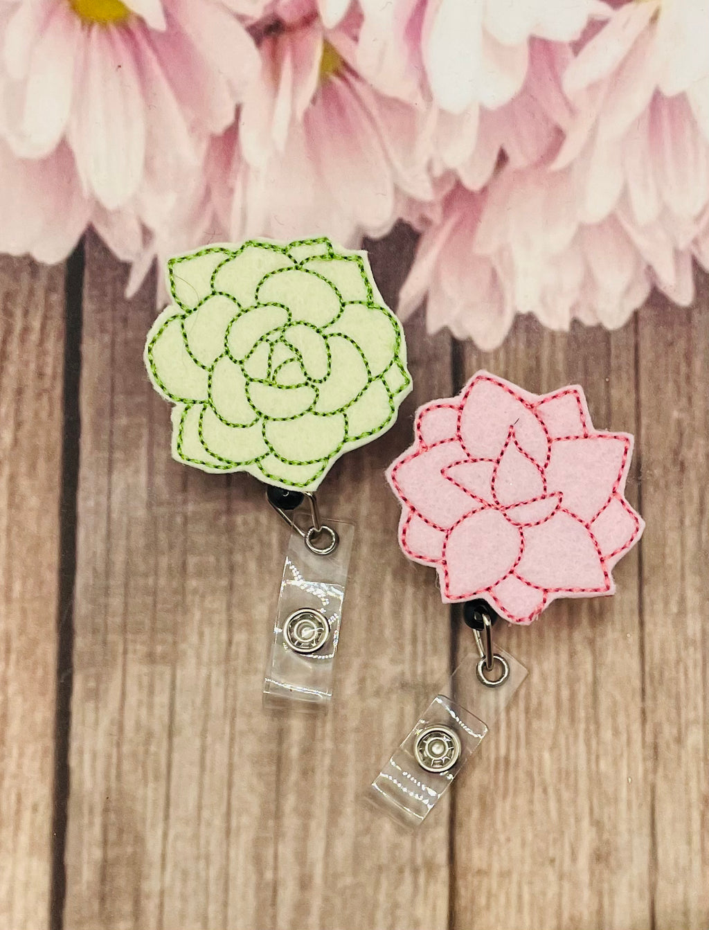 Succulent cactus badge reels – tabbycatclips