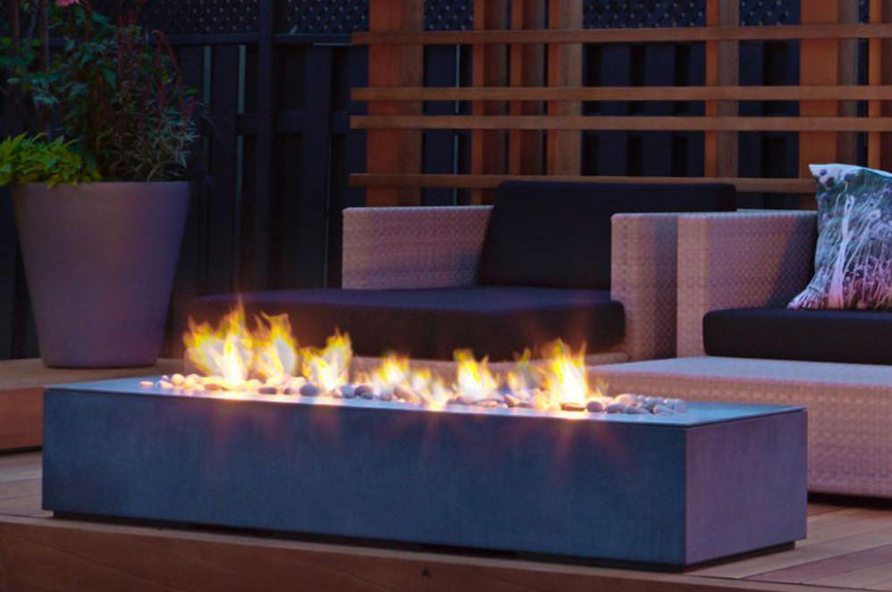 Robata Linear Concrete Fire Pit Denver, Colorado | Creative Living