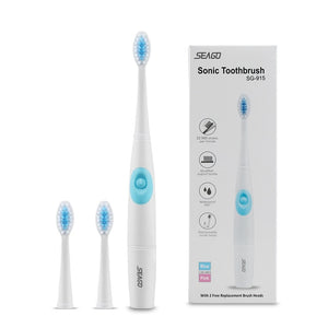 Seago Electric Toothbrush Teeth Whitening Cleaning Waterproof 1 AAA Battery Powered 3 Replaceable Toothbrush Heads SG915