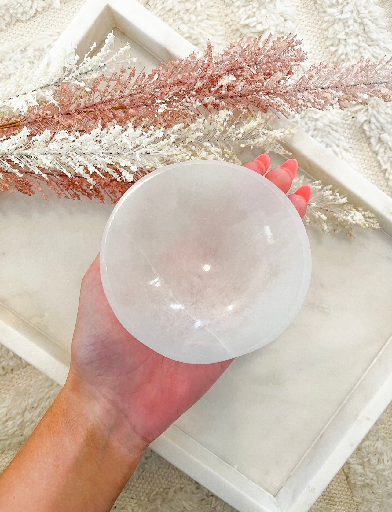 Selenite Moon Bowl – Halo Quartz